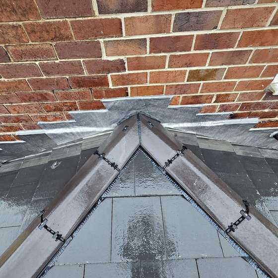 Lead where the roof meets the house wall