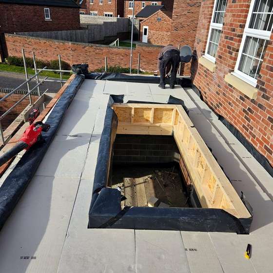 Insulation boards going down for the warm roof