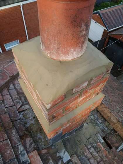 Lead and masonry, close up